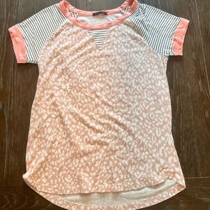 Staccato Animal Print & Striped Tee Small